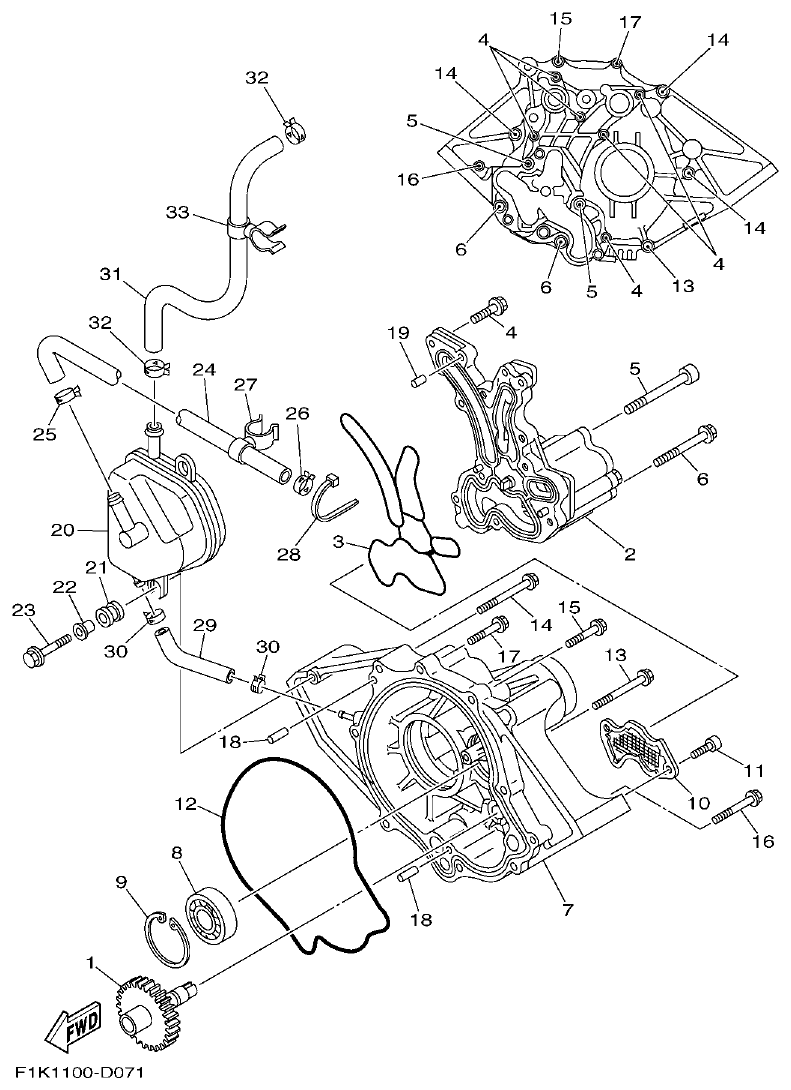 Yamaha F1KB OIL PUMP parts diagram